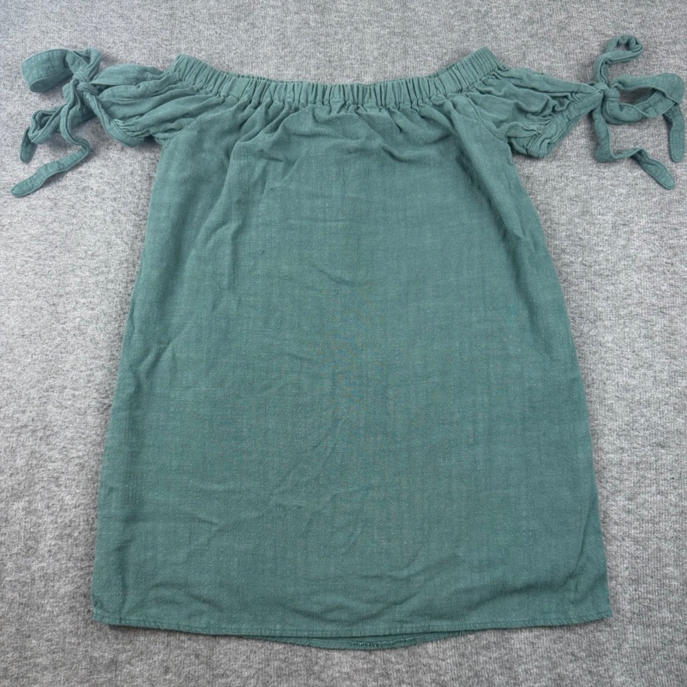 Lulus Mini Dress Womens Small Green Off Shoulder Tie Sleeve Boho Emerald